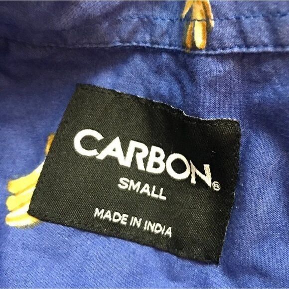 CARBON Banana Novelty Print Shirt Sz S Short Sleeve Collared Popover Pullover - Picture 4 of 6